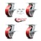 Service Caster 6 Inch Poly on Cast Iron Caster Set with Roller Bearing and Brakes/Swivel Locks SCC-35S620-PUR-RS-SLB-BSL-4 - alternate 6